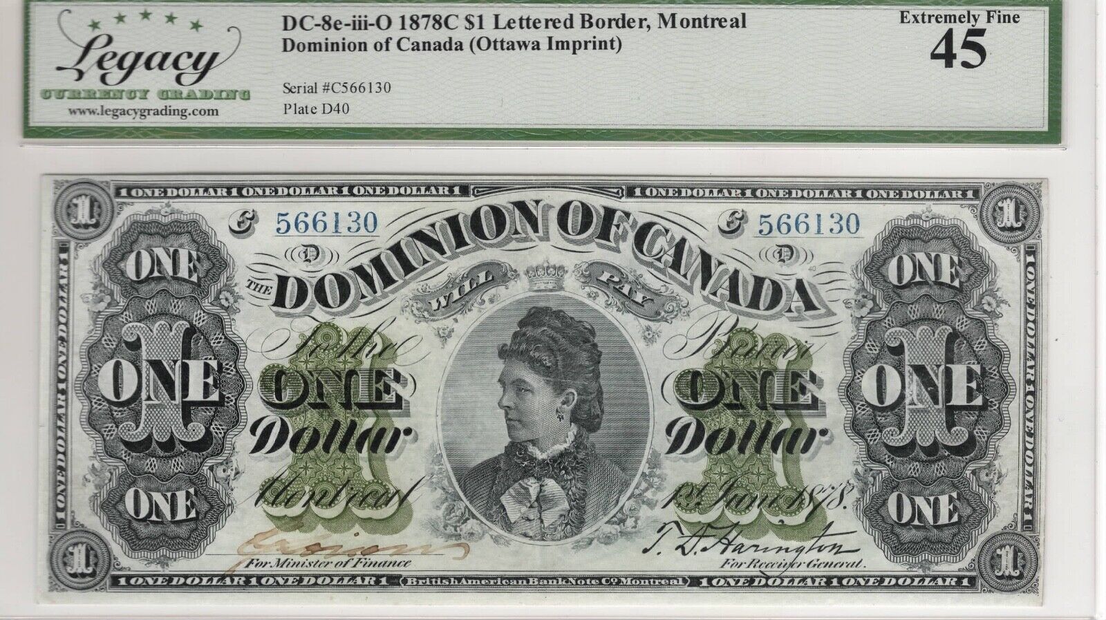 Dominion Of Canada Montreal $1 1878 Dc-8eiii-o Legacy Ef-45 (ottawa) Banknote