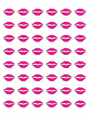 48 Hot Pink Lips Envelope Seals Labels Stickers 1.2" Round