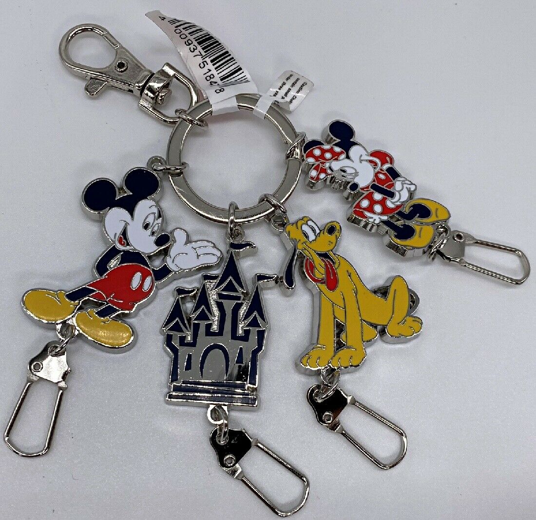 Disney Parks Mickey Minnie Mouse Pluto Castle Wdw Keyring Dividers Keychain New