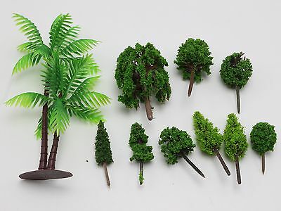 10 Assorted Mini Green Trees For Miniature Fairy Garden Ornament Dollhouse Plant