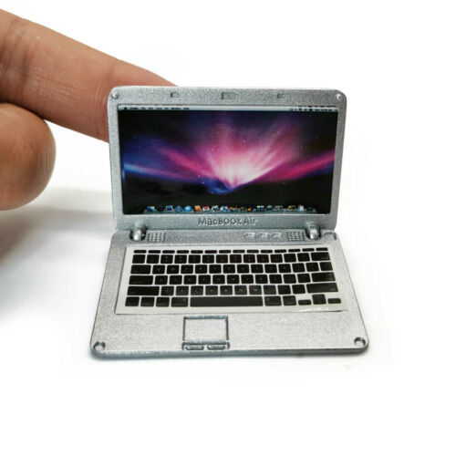 Dollhouse Laptop Notebook Computer 1:6 Scale Miniature Decor Accessory Silver