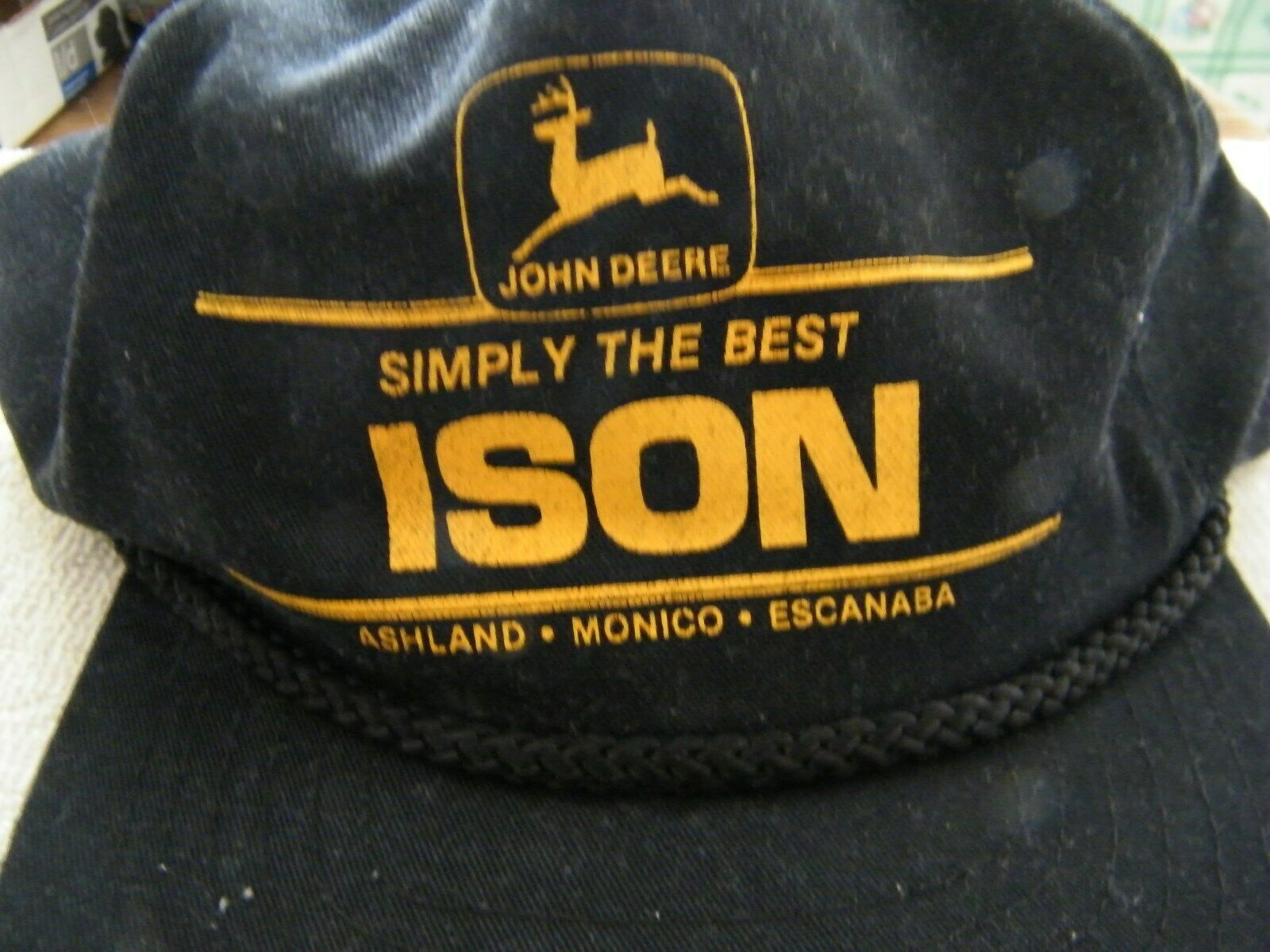 John Deere Trucker Hat Ison Implement Baseball Cap Black Cleaned Used