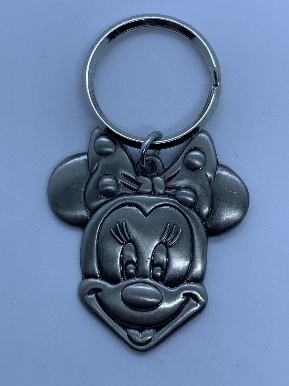 Minnie Mouse Disney Monogram Metal Silver Key Chain 3" New
