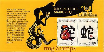 Christmas Island 2013 Year Of The Snake Souvenir Sheet Mnh With Overprint