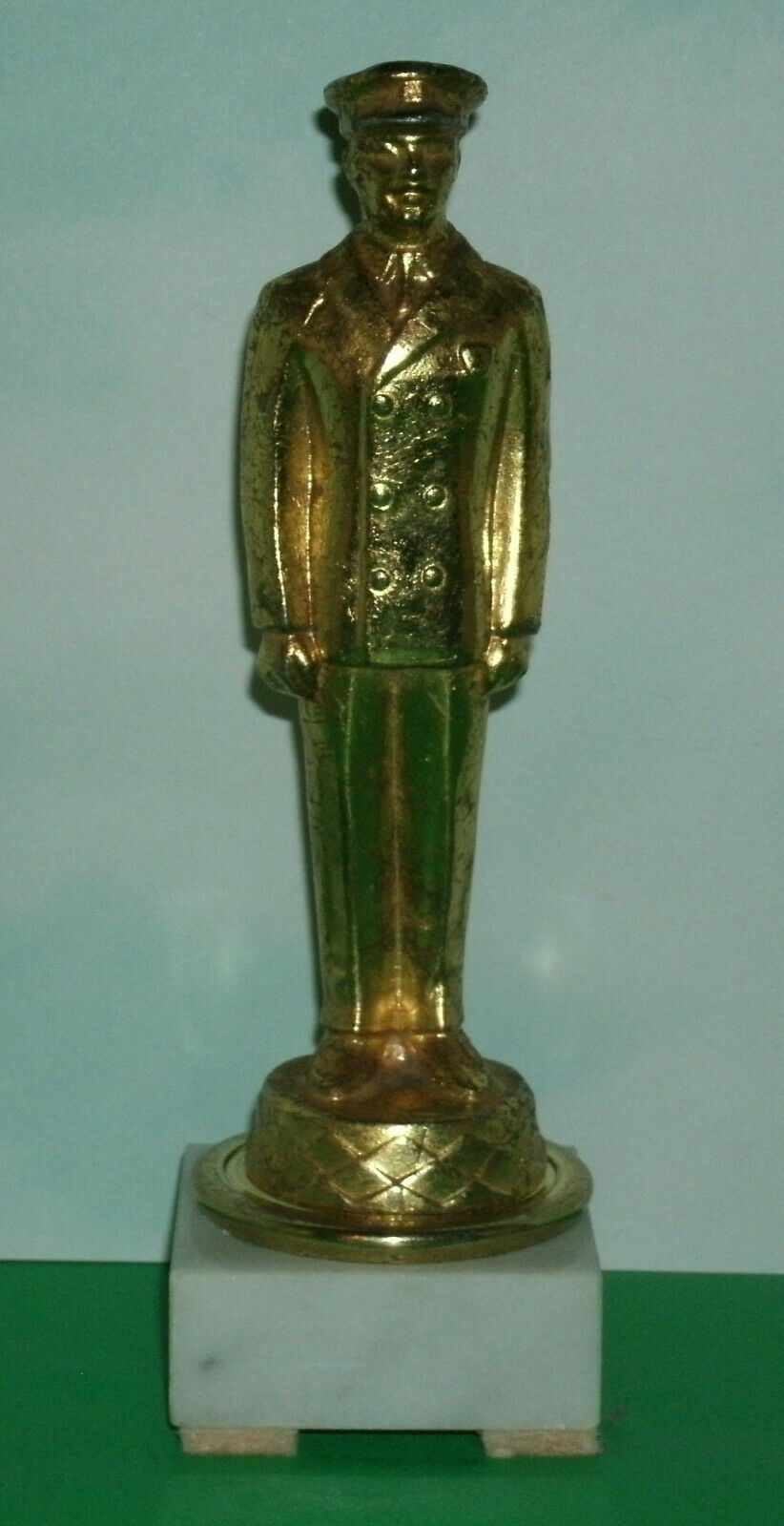 Vintage 1970's Brass Fireman In Dress Uniform Trophy Award Fireman Figure