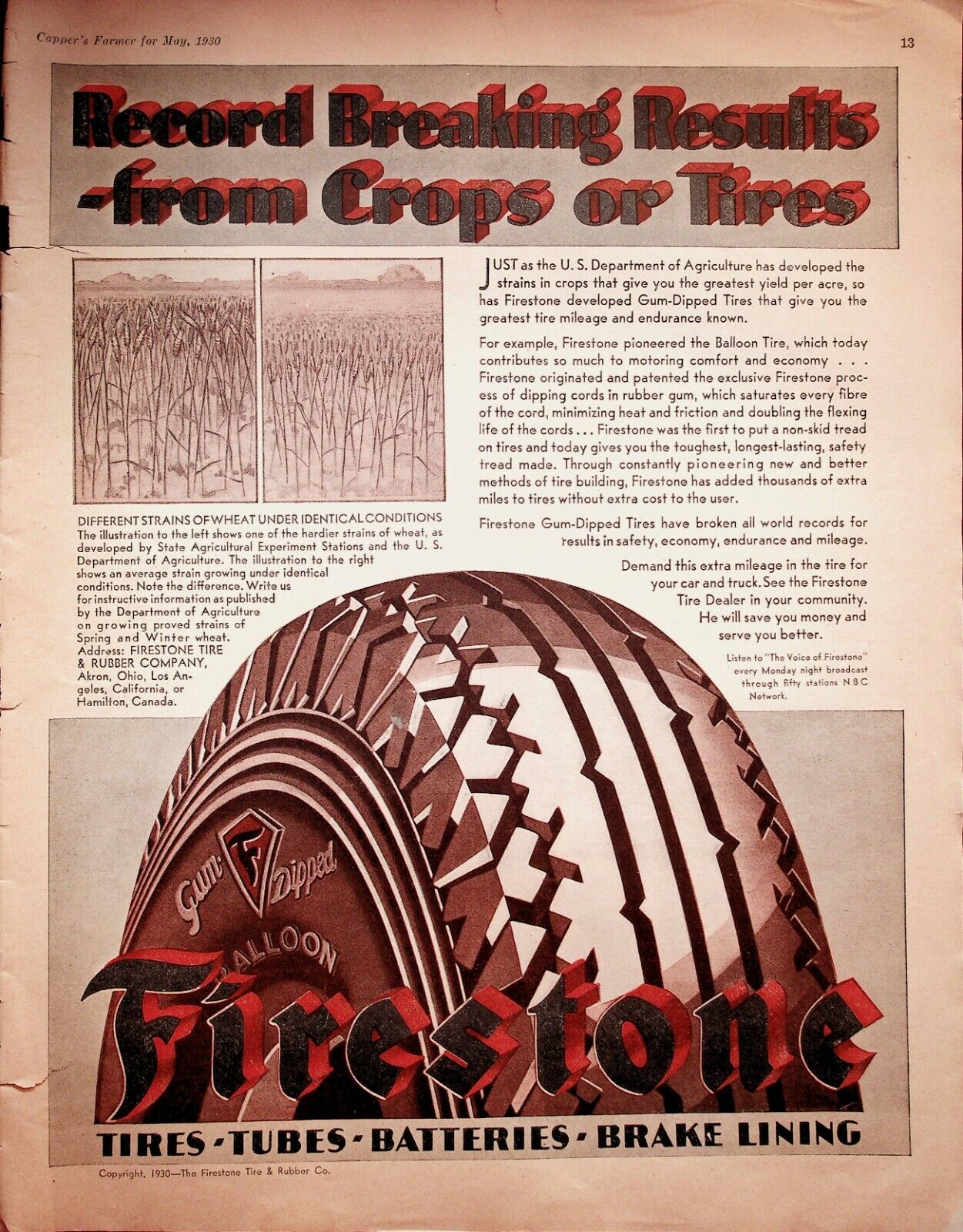 1930 Firestone Gum-dipped Balloon Tires - Vintage Advertisement