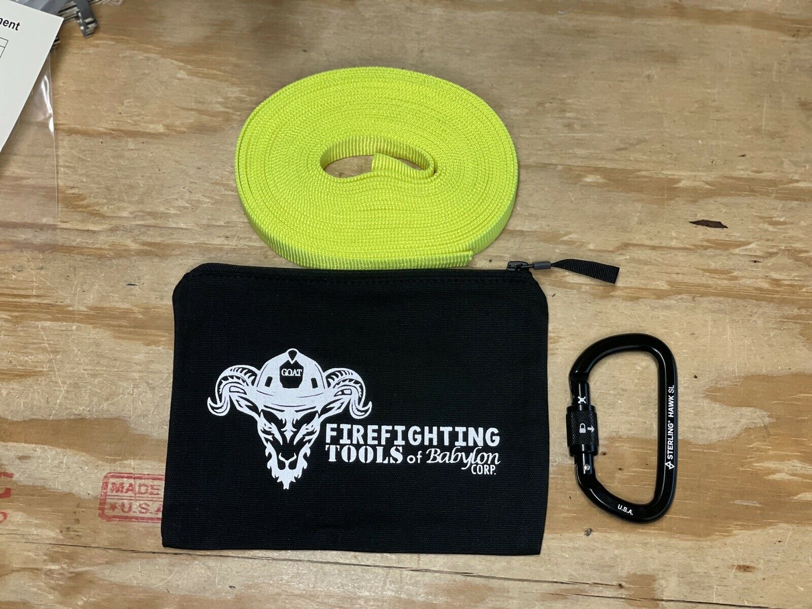 Firefighter Rescue Webbing And Carabiner Kit - Made In Usa